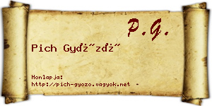 Pich Győző névjegykártya
